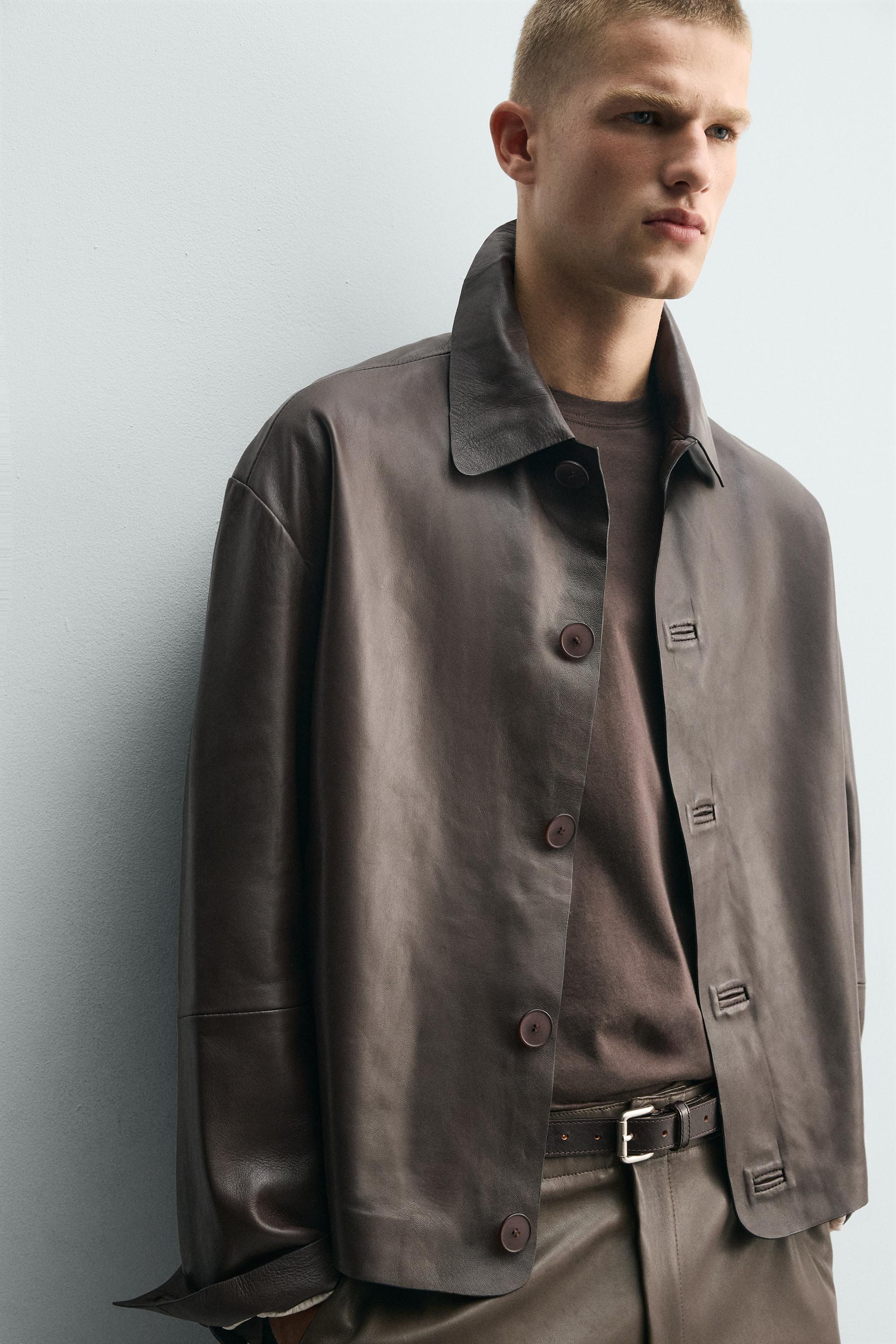 BLOUSON COUPE CARRÉE EN CUIR